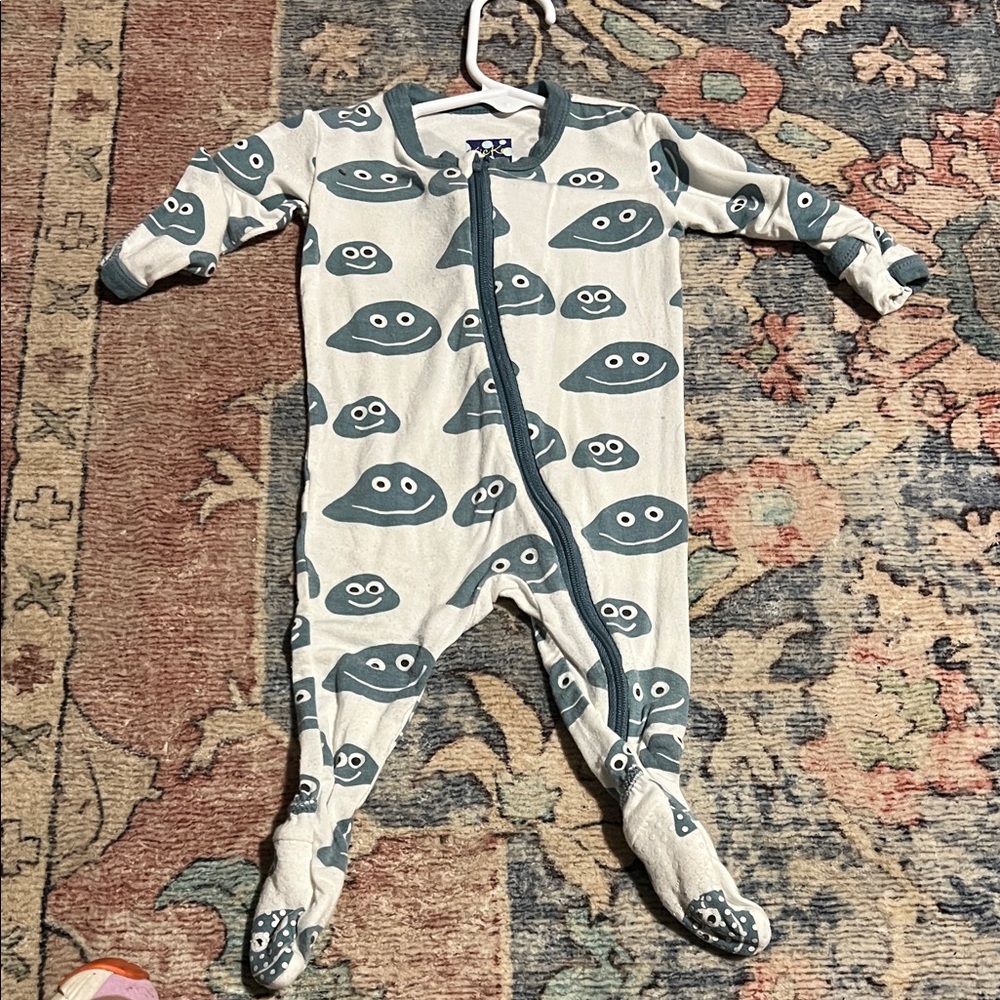 Kickee Pants Playful Blue and White Footie